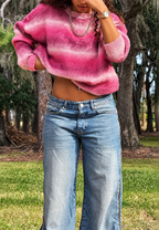 Jersey mujer punto efecto degradado rayas difuminadas cuello redondo - Rakel
