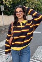 Jersey mujer rayas horizontales cuello polo corte holgado - Naima