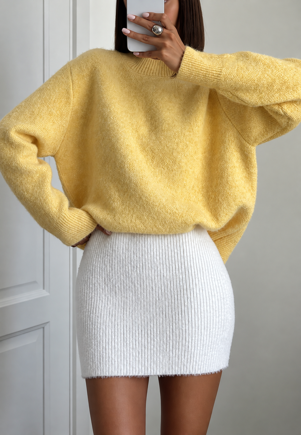 Jersey oversize mujer punto esponjoso cuello redondo - Agneta