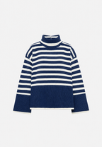 Jersey oversize mujer rayas cuello vuelto manga amplia - Leonie