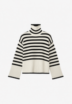 Jersey oversize mujer rayas cuello vuelto manga amplia - Leonie
