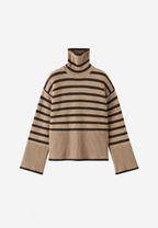 Jersey oversize mujer rayas cuello vuelto manga amplia - Leonie