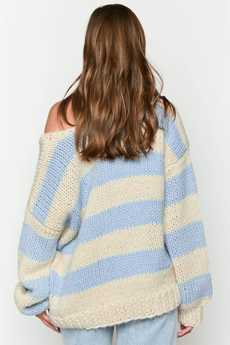 Jersey oversize mujer rayas hombros descubiertos - Frida