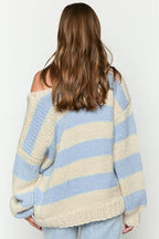 Jersey oversize mujer rayas hombros descubiertos - Frida