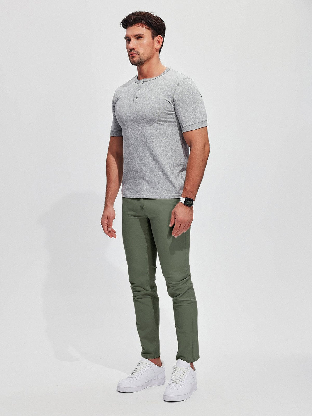 Pantalones chinos de hombre elásticos y de alta calidad confeccionados en un tejido de mezcla de algodón fácil de cuidar