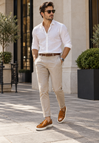 Mocasín hombre efecto cocodrilo doble hebilla suela blanca - Torben