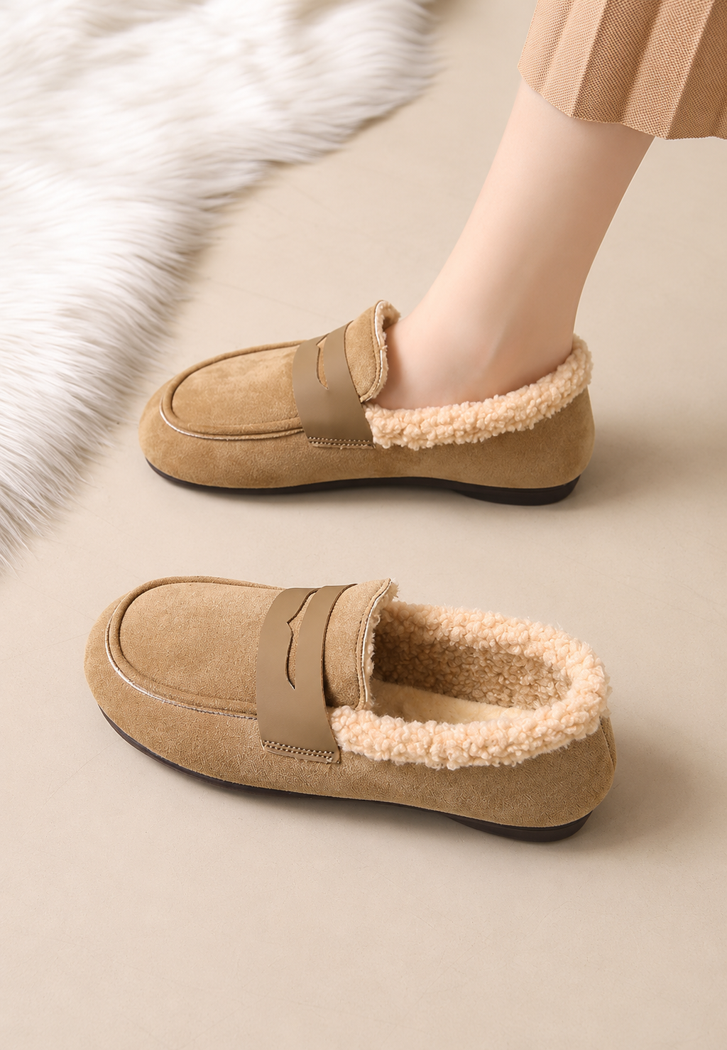 Mocasín mujer efecto ante interior efecto borreguito - Naira