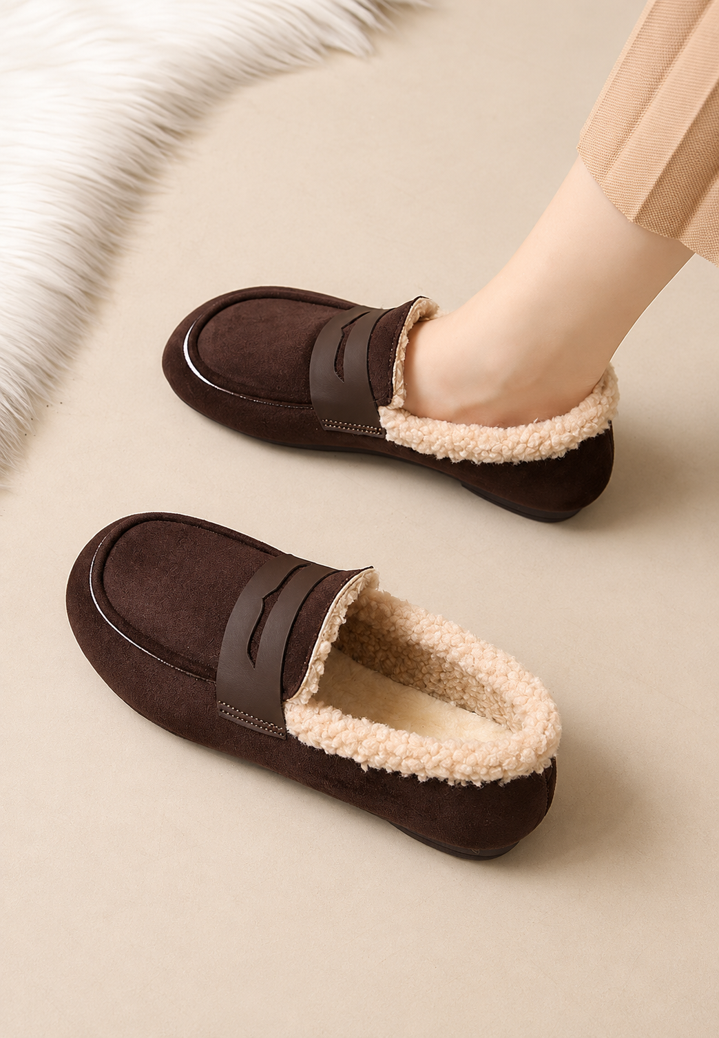 Mocasín mujer efecto ante interior efecto borreguito - Naira