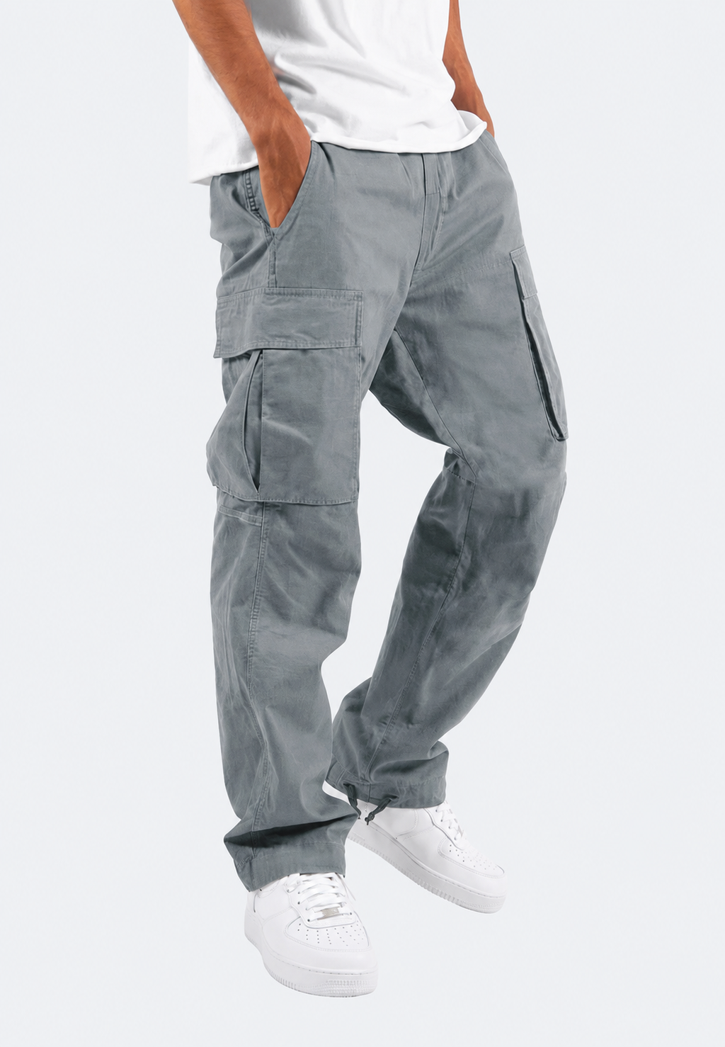 Pantalón cargo hombre fit bolsillos laterales bajo ajustable - Hilbert