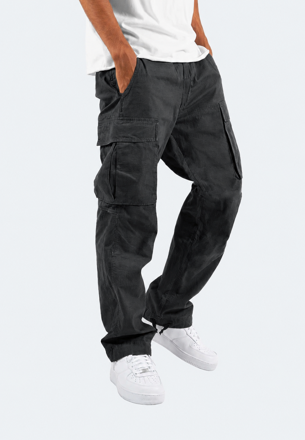 Pantalón cargo hombre fit bolsillos laterales bajo ajustable - Hilbert