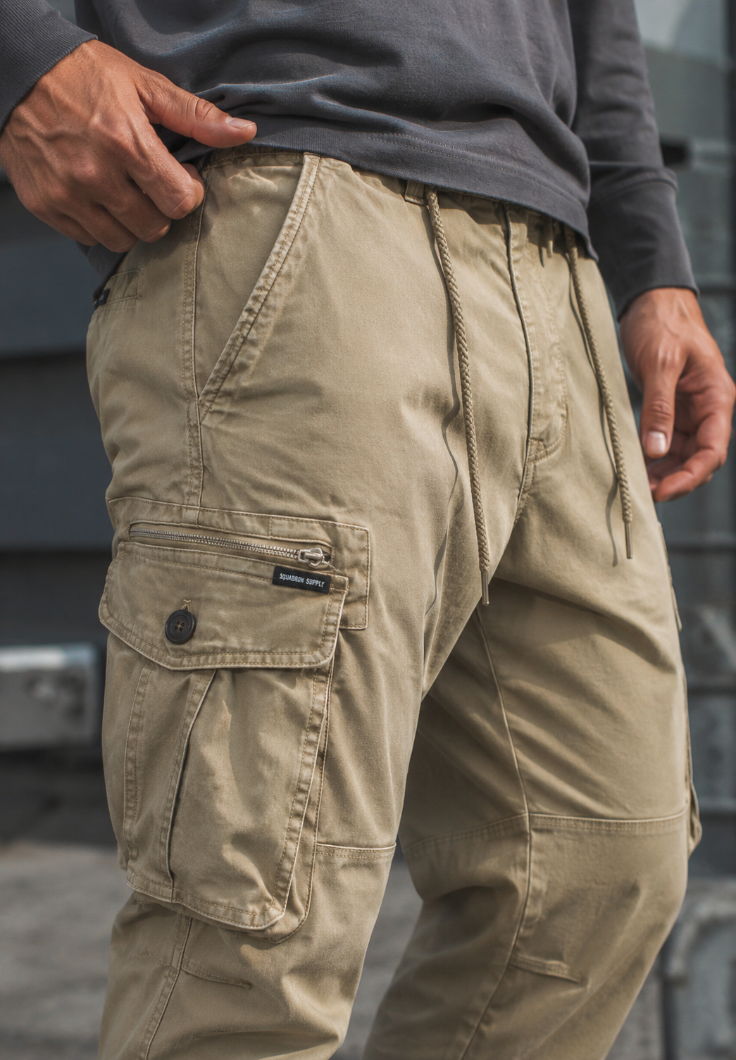 Pantalón jogger cargo hombre multibolsillos con cremallera - Nicolai