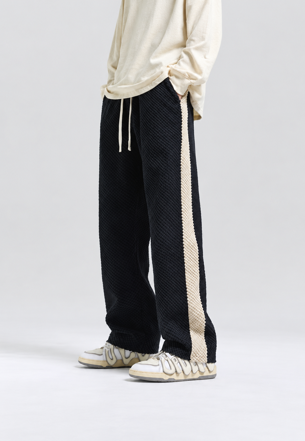 Pantalón jogger hombre pana corte amplio banda lateral - Dorian
