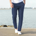 Pantalón lino hombre corte recto cordón ajustable - Timo