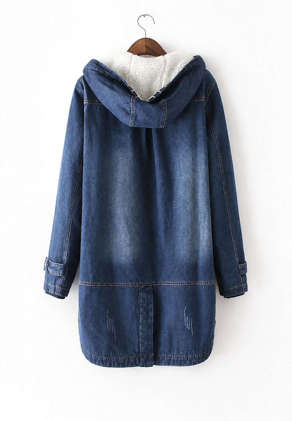 Parka denim larga capucha forro efecto borreguito - Freja