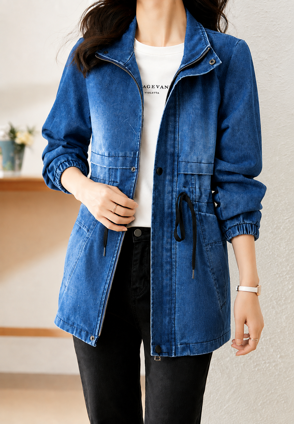 Parka vaquera mujer cintura ajustable bolsillos delanteros - Svea
