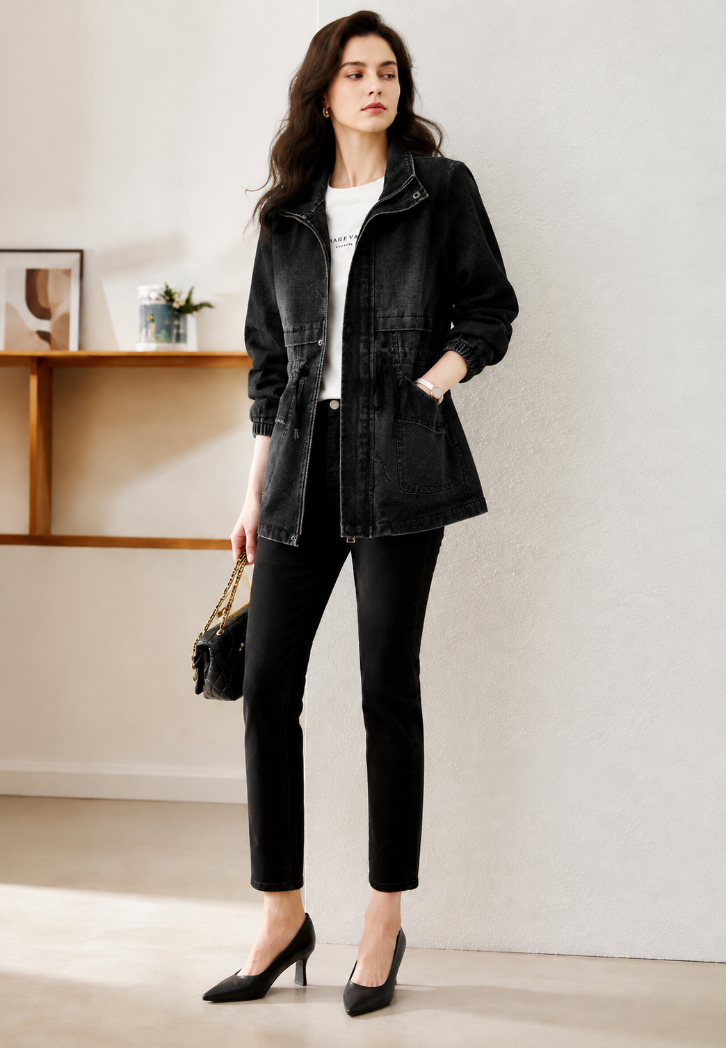 Parka vaquera mujer cintura ajustable bolsillos delanteros - Svea