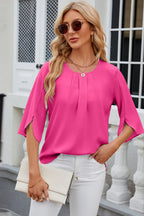 Blusa Clara mujer - pliegues y mangas florales