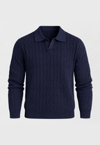Polo de punto hombre manga larga trenzado cuello abierto - Eamon