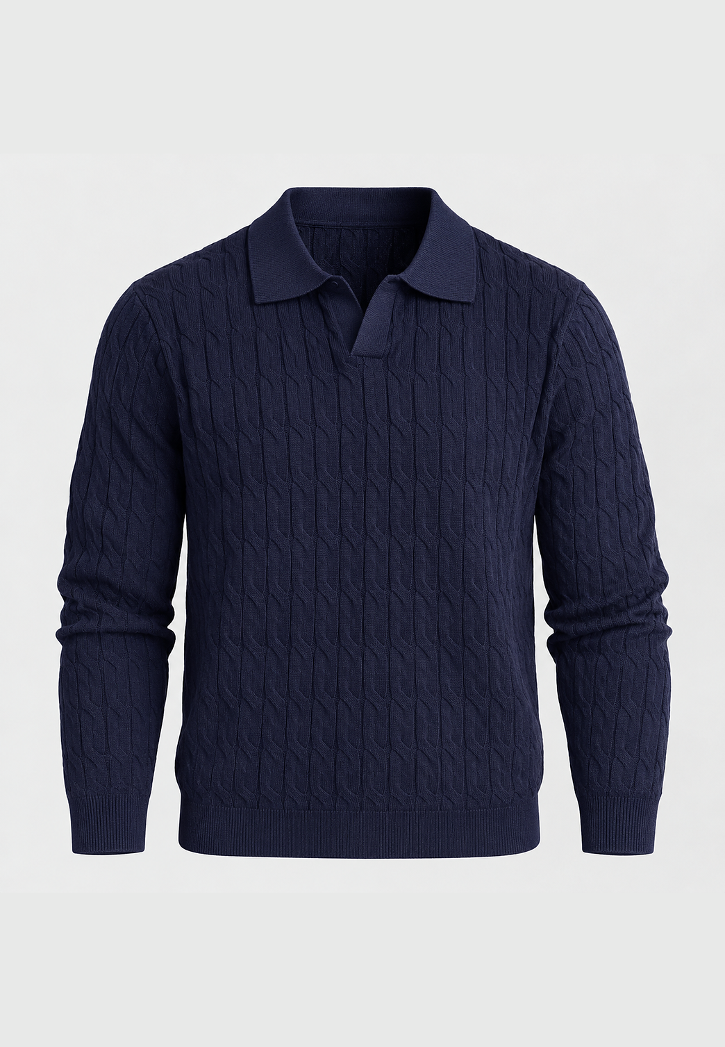 Polo de punto hombre manga larga trenzado cuello abierto - Eamon