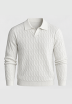 Polo de punto hombre manga larga trenzado cuello abierto - Eamon