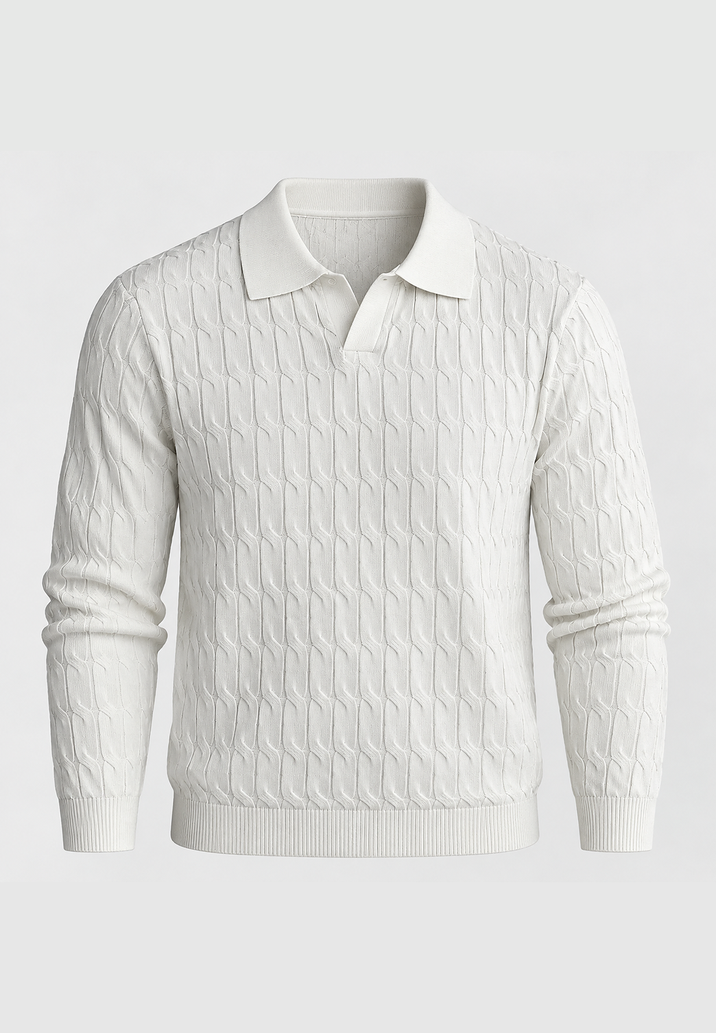 Polo de punto hombre manga larga trenzado cuello abierto - Eamon