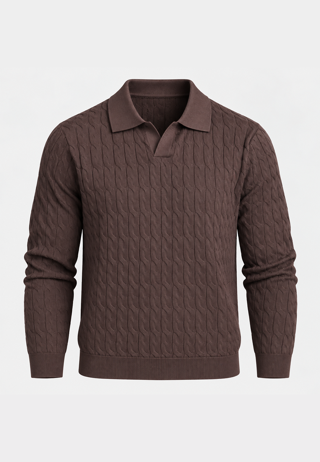 Polo de punto hombre manga larga trenzado cuello abierto - Eamon