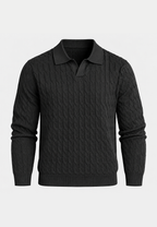 Polo de punto hombre manga larga trenzado cuello abierto - Eamon