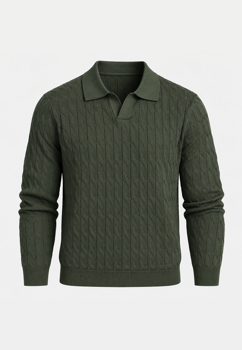 Polo de punto hombre manga larga trenzado cuello abierto - Eamon