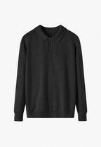Polo de punto con mezcla de lana cuello abierto - Gaël
