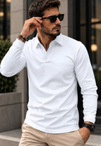Polo hombre manga larga cuello camisero botones - Breno