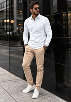 Polo hombre manga larga cuello camisero botones - Breno