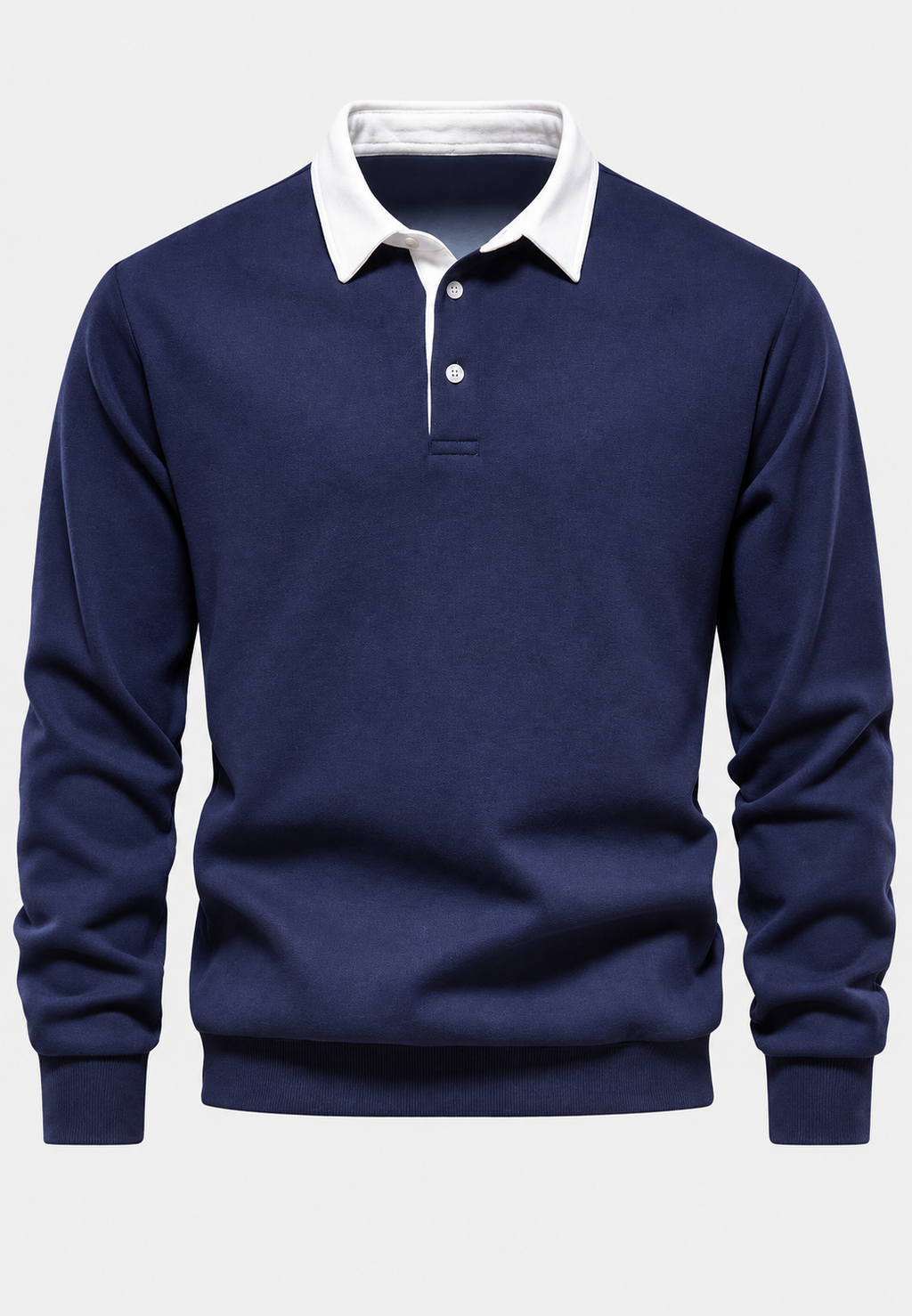 Polo hombre manga larga cuello contraste botonadura corta - Cassian