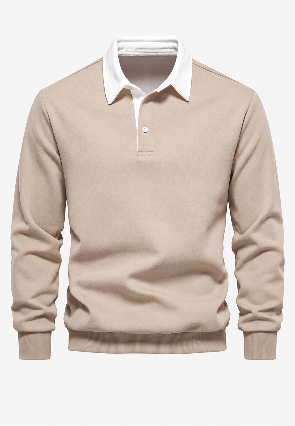 Polo hombre manga larga cuello contraste botonadura corta - Cassian