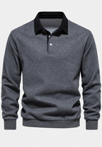Polo hombre manga larga cuello contraste botonadura corta - Cassian