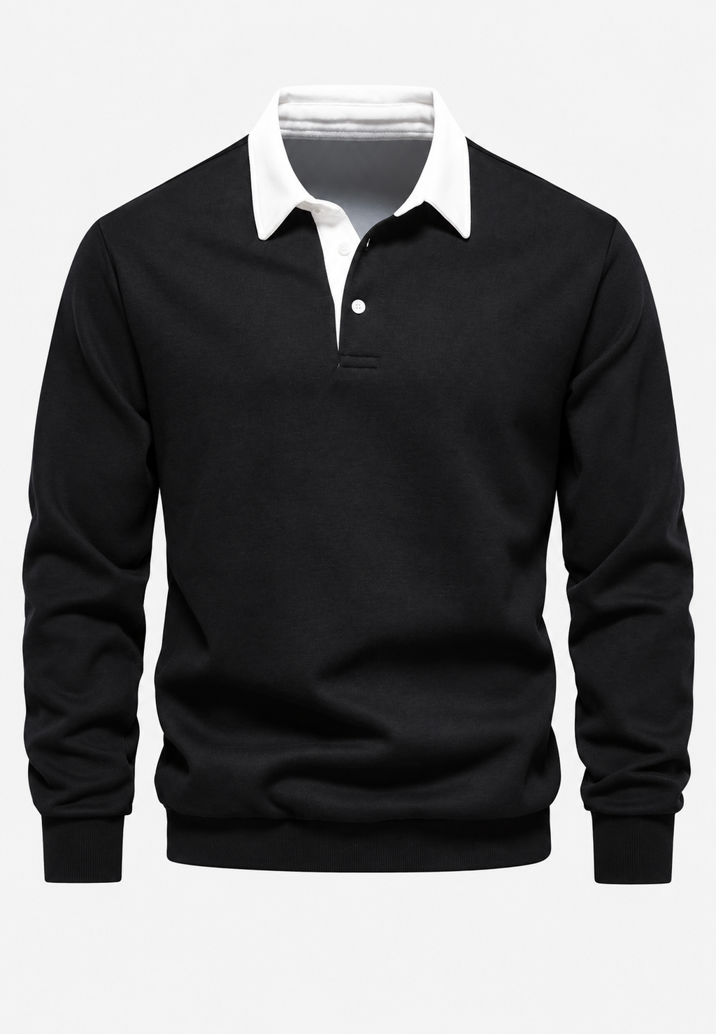 Polo hombre manga larga cuello contraste botonadura corta - Cassian
