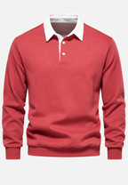 Polo hombre manga larga cuello contraste botonadura corta - Cassian