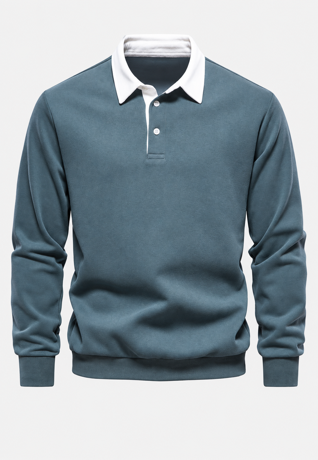 Polo hombre manga larga cuello contraste botonadura corta - Cassian