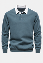 Polo hombre manga larga cuello contraste botonadura corta - Cassian