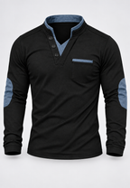 Polo hombre manga larga cuello mao detalles contraste - Corvin