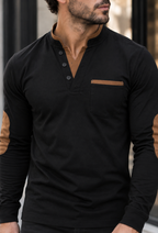 Polo hombre manga larga cuello mao detalles contraste - Corvin