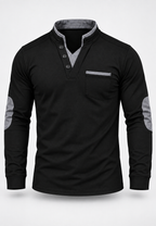 Polo hombre manga larga cuello mao detalles contraste - Corvin
