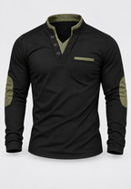 Polo hombre manga larga cuello mao detalles contraste - Corvin