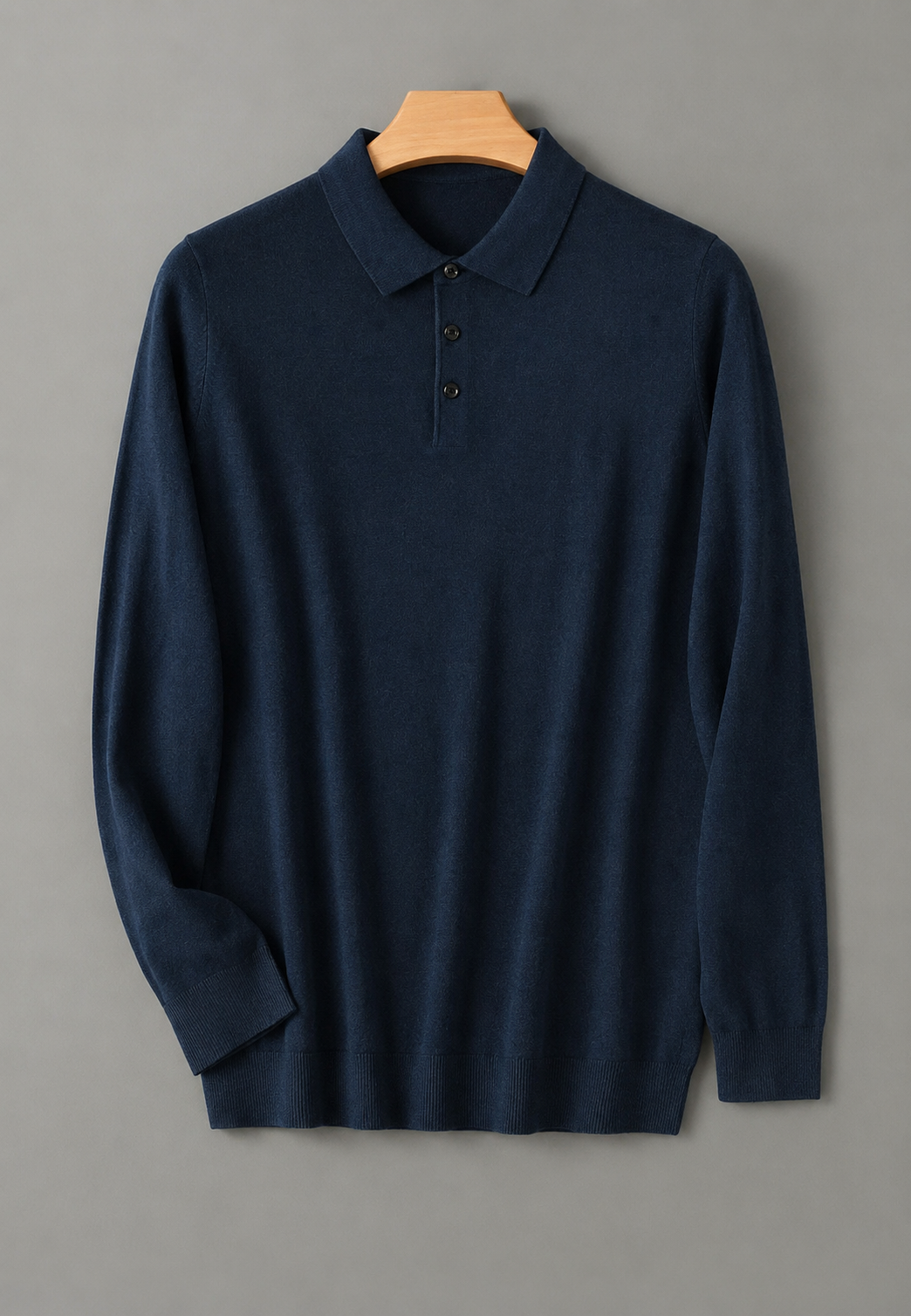 Polo hombre manga larga punto fino cuello abotonado - Aksel