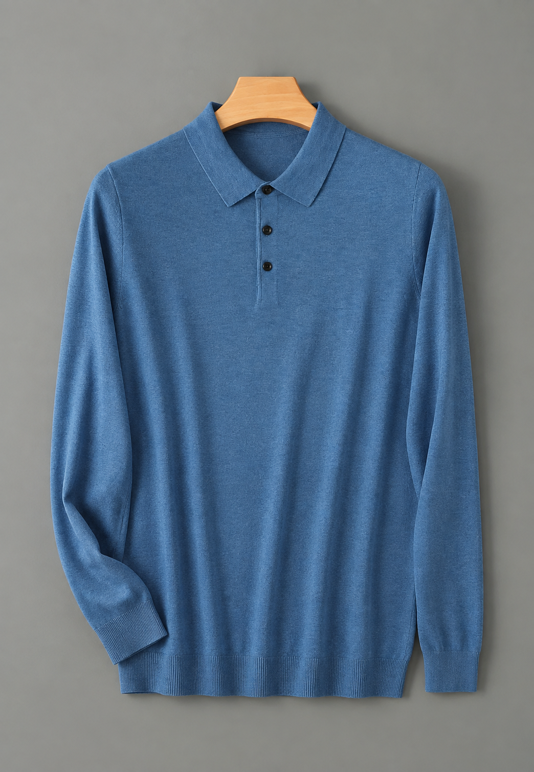 Polo hombre manga larga punto fino cuello abotonado - Aksel