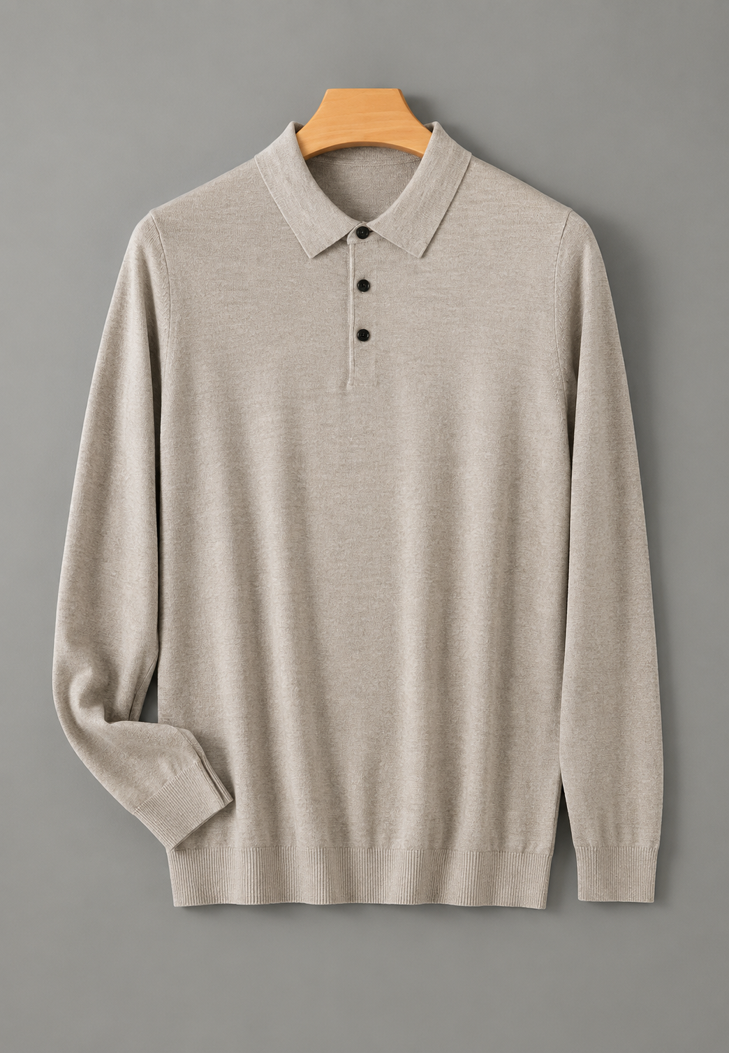 Polo hombre manga larga punto fino cuello abotonado - Aksel