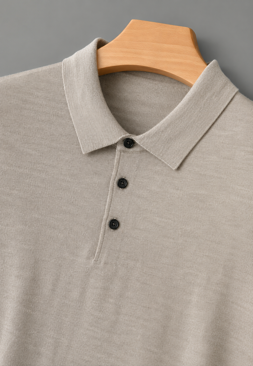 Polo hombre manga larga punto fino cuello abotonado - Aksel
