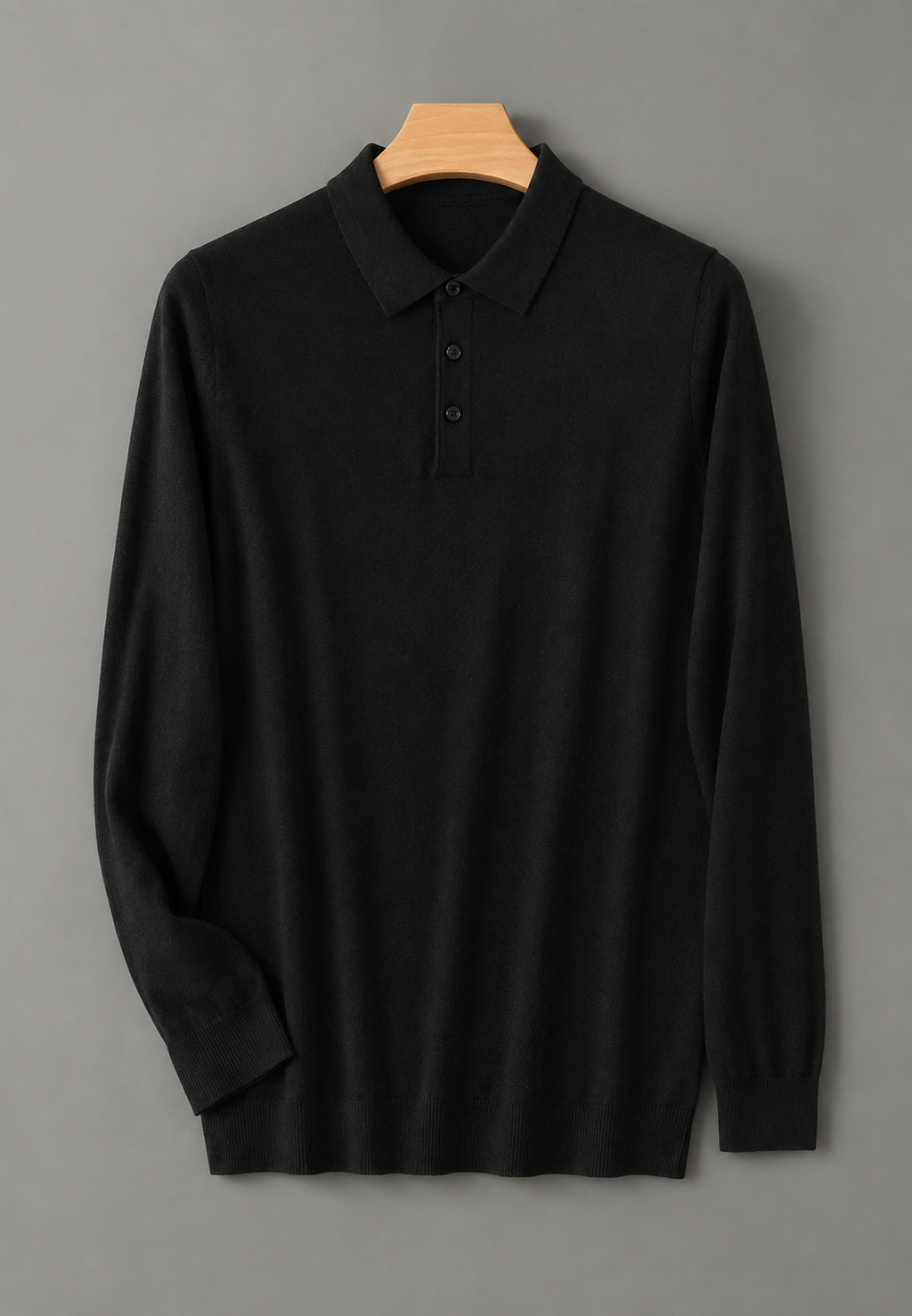 Polo hombre manga larga punto fino cuello abotonado - Aksel