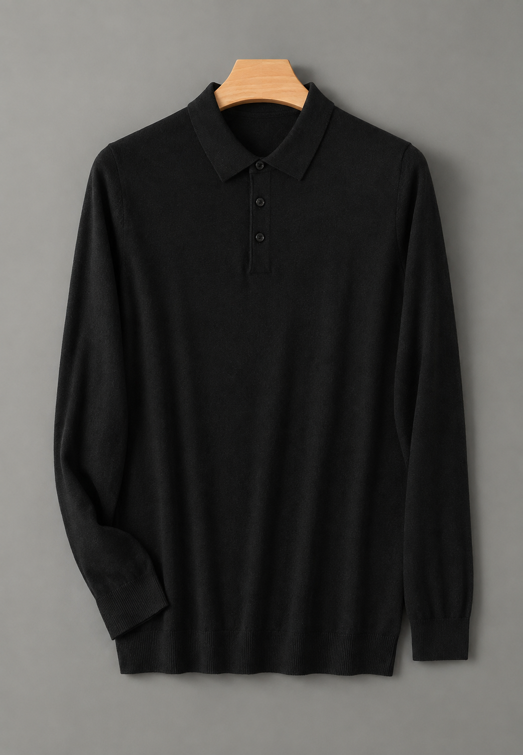 Polo hombre manga larga punto fino cuello abotonado - Aksel