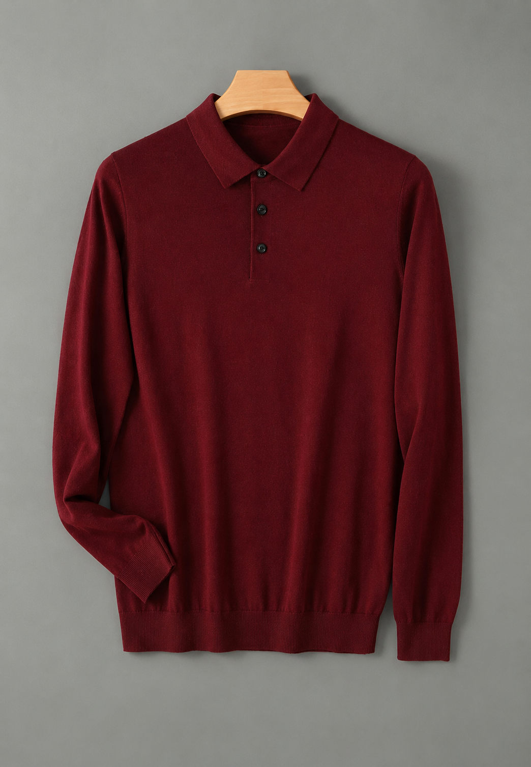 Polo hombre manga larga punto fino cuello abotonado - Aksel