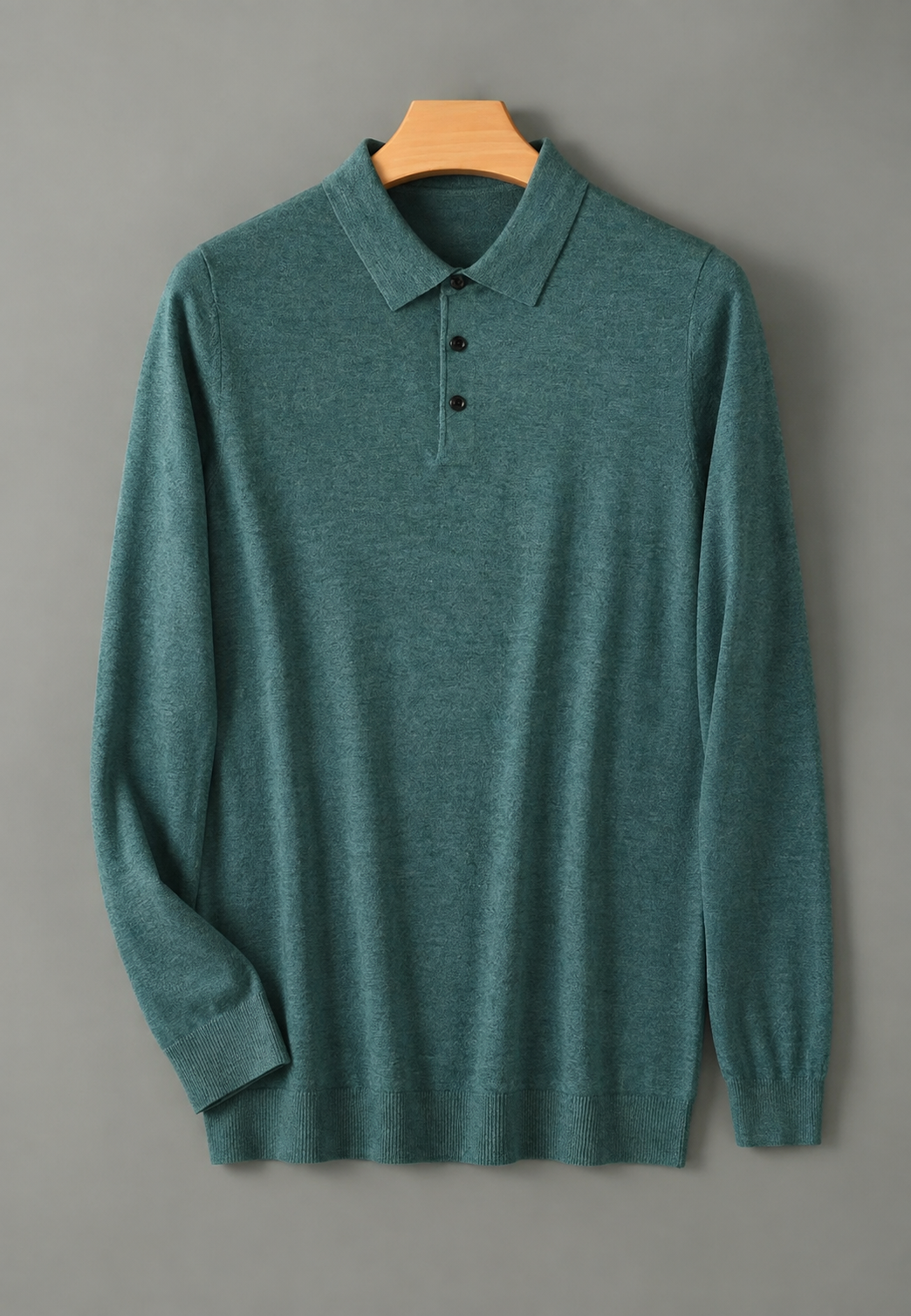 Polo hombre manga larga punto fino cuello abotonado - Aksel